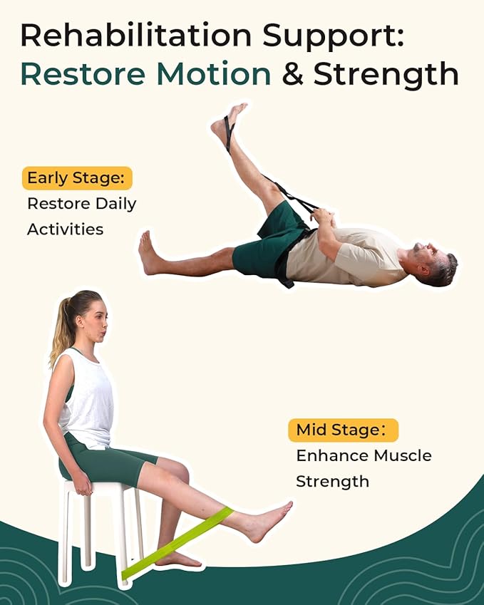 Trideer Stretching Strap & 3PCS Resistance Bands Set – Non-Elastic Stretch Strap & Elastic Bands for Safe Stretching, Mobility, Physical Therapy, Rehab, Recovery, Yoga & Home Exercise