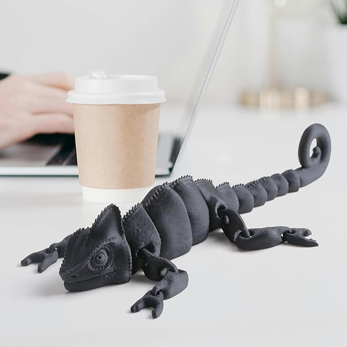 3D Printed Chameleon Articulated Fidget Toy - 12Inch PLA Flexible 3D Lizard Toy with Movable Joints, Stress Relief Desk Decor & Unique Gift for Reptile Lovers, Kids & Adults