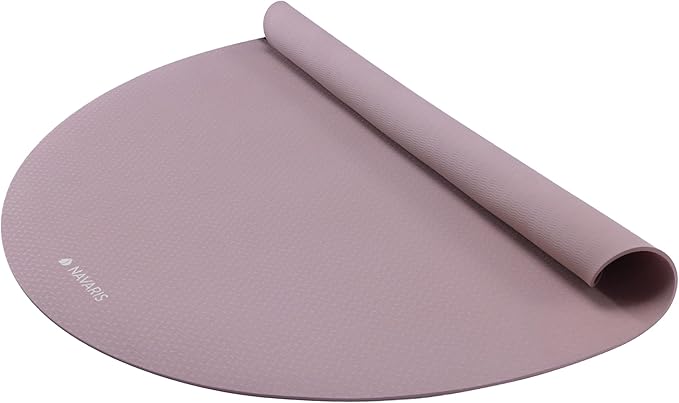 Navaris Round Yoga Mat - 47" Diameter Circular Exercise Mat 1/4" Thick - Non-Slip Mat for Cardio, Workout, Fitness, Tai Chi, Meditation - Size Small