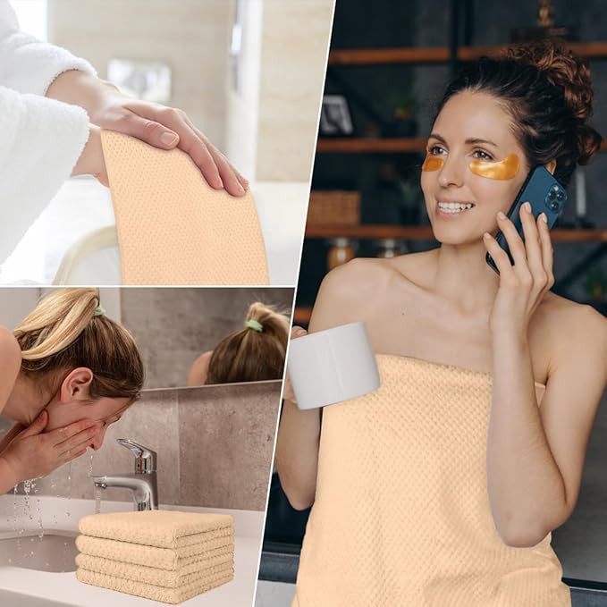 HOMEXCEL 8 Piece Bath Towel Set, Microfiber Bathroom Towel - 2 Bath Towels, 2 Hand Towels, and 4 Wash Cloths, Super Soft, Highly Absorbent Towels for Bathroom, Gym, Hotel, and Spa (Brown)