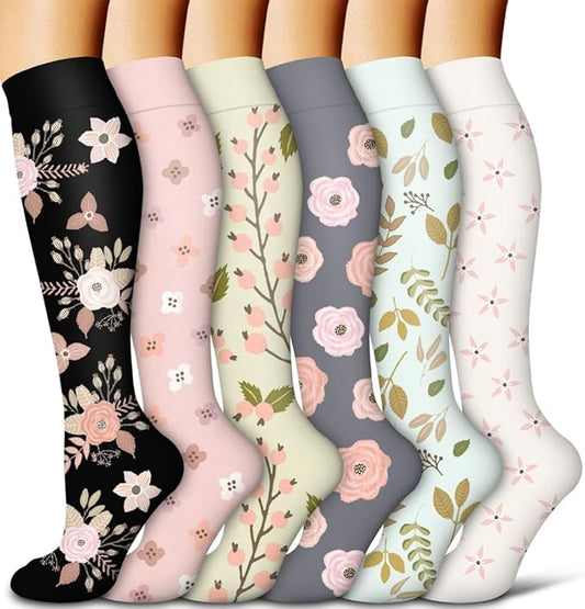 Copper Compression Socks for Women and Men(6 Pairs)-Best Support for Running, Athletic, Nursing, Travel