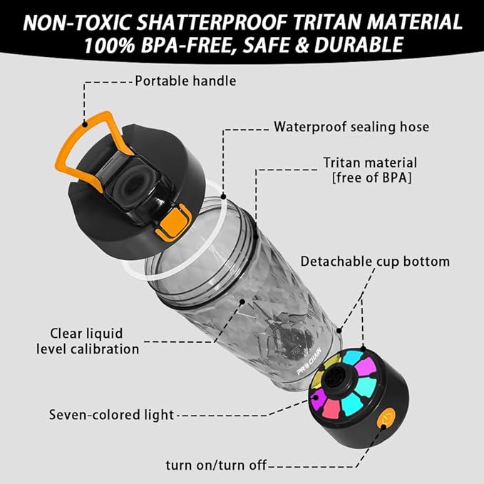 Electric Protein Shaker Bottle, USB Rechargeable Mixing Cup, Water Drink Mixer Portable Bottles for Gym Sport, BPA-Free Tritan, 22oz