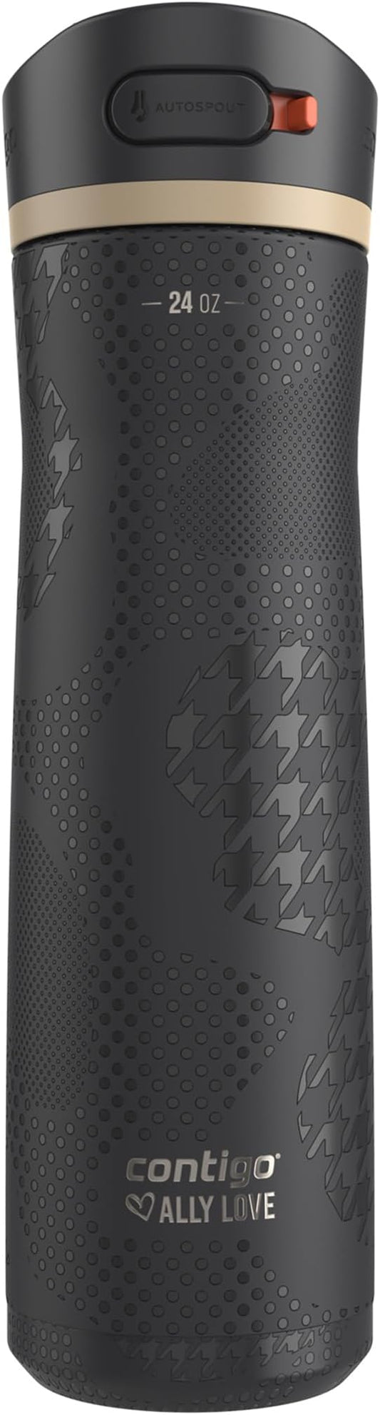 Contigo x Ally Love Ashland Chill 2.0, Stainless Steel, Spill Proof Water Bottle with AutoPop Easy Lean Lid, BPA Free, 24oz, Licorice