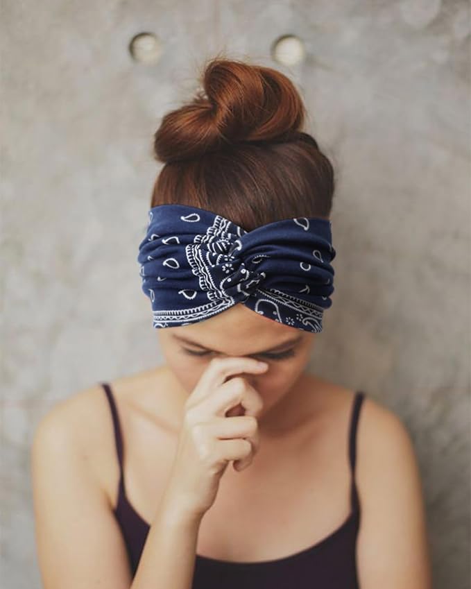 DRESHOW 8 Pack Turban Headbands for Women Wide Vintage Head Wraps Knotted Cute Hair Band Accessories