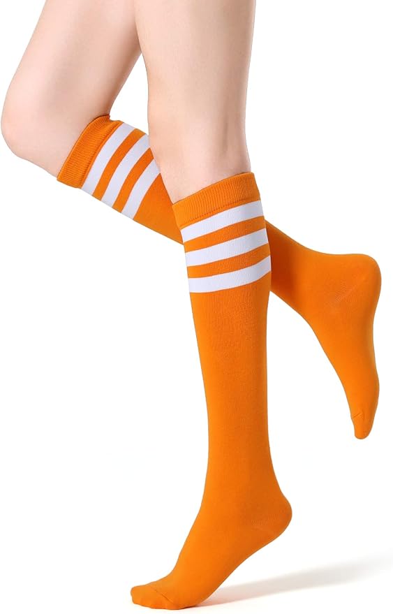 FITRELL Women's Knee High Socks Outdoor Sport Athletic Socks Casual Stripe Tube Socks 1-4 Pack