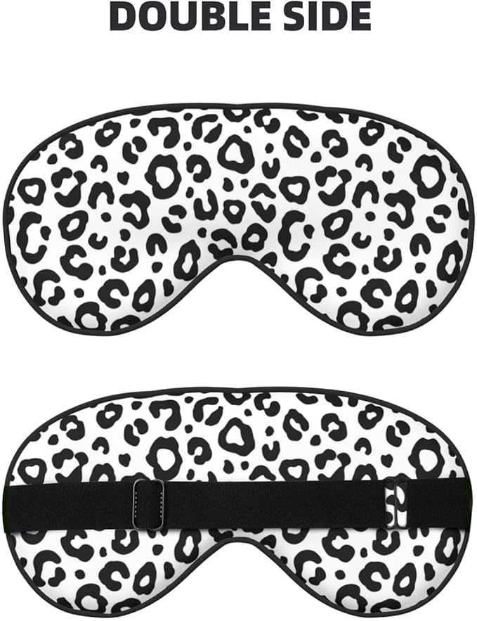Sleep Eye Mask Black and White Leopard Sleep Mask for Women Men Comfortable Eye Mask with Adjustable Strap Soft Eye Cover Blindfold for Travel Yoga Nap Shift Work