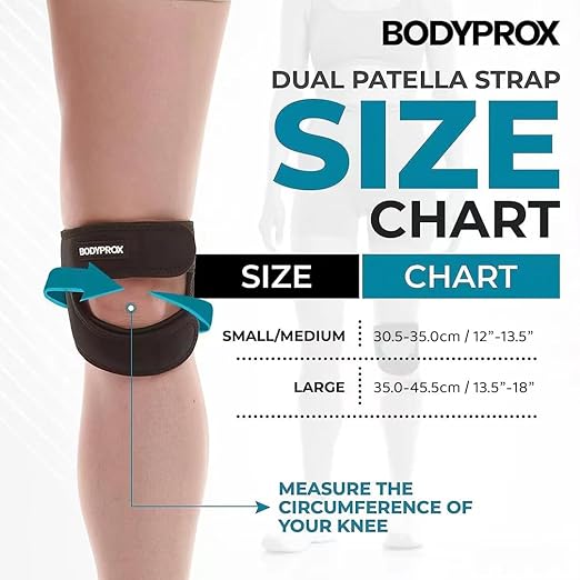 Bodyprox Patellar Tendon Support Strap (Small/Medium), Knee Pain Relief Adjustable Neoprene Knee Strap for Running, Arthritis, Jumper, Tennis Injury Recovery