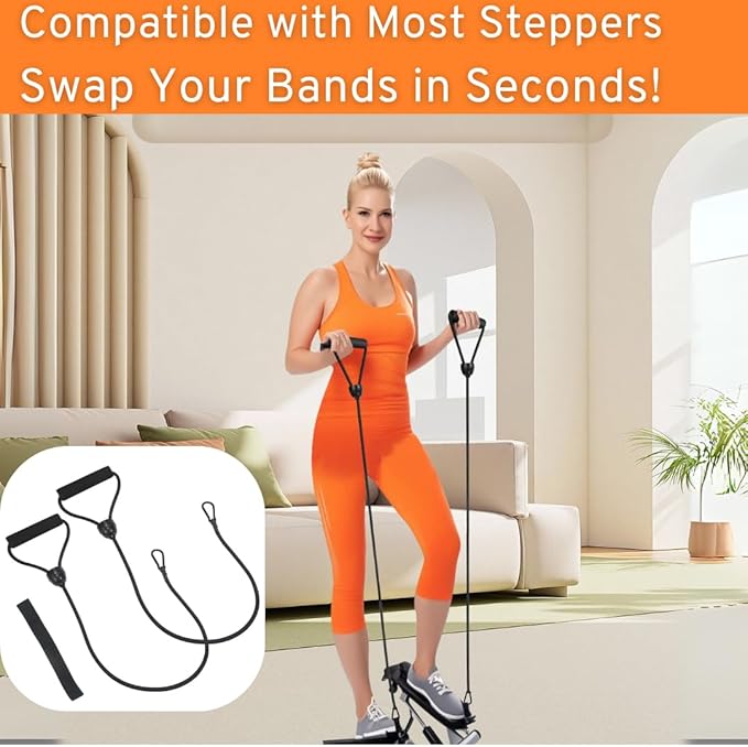 ONIPAX 1 Pair Stepper Resistance Bands with Handles & Connecting Strap – Workout & Exercise Bands for Strength Training, Muscle Toning, Home Gym Fitness Equipment