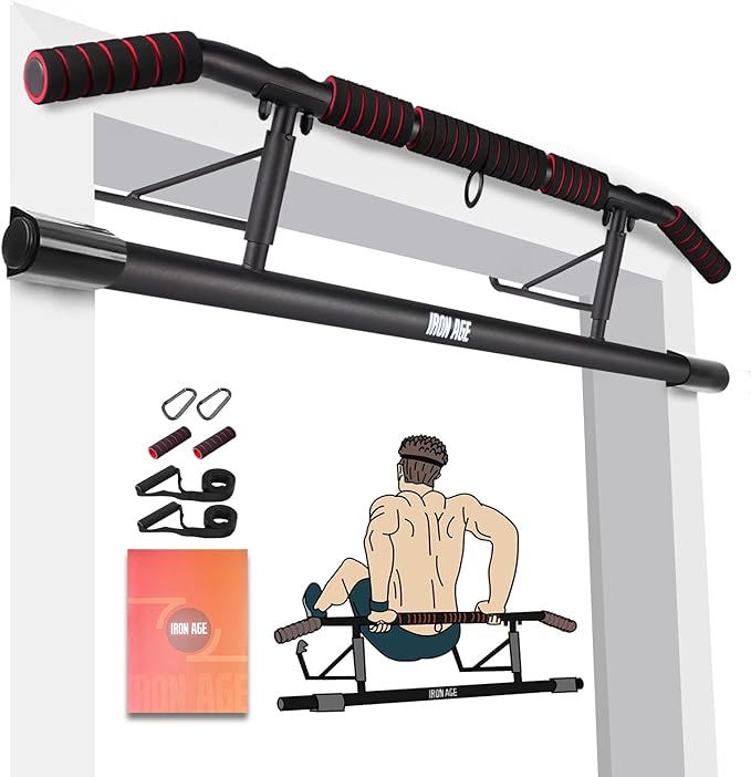 IRON AGE Pull Up Bar for Doorway : 2025 New Pullup Bar - Industrial Grade Steel, Hang & Go Training, Multi-Grip Horizontal Array