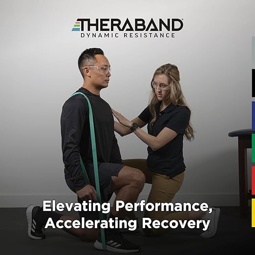 THERABAND High Resistance Bands, Set of 2 Elastic Super Bands for Improving Flexibility, Injury Rehab, & Full Body Workouts, Stretch Bands for Lifting, 1 Light & 1 Medium Band, Multi