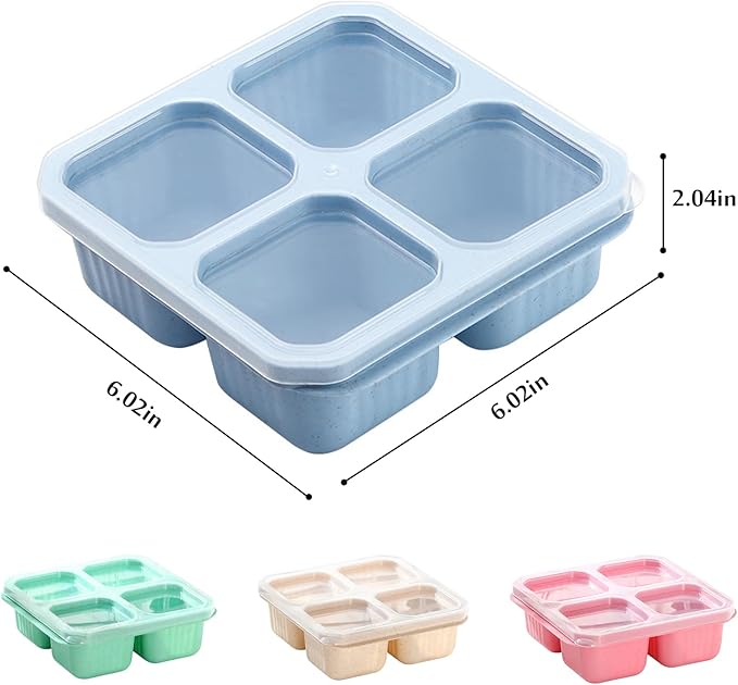 Adult Lunch Box - 4 Pack, Reusable Food Storage Snack Containers - Stackable for Work, and Travel (670ml 4 Cells)