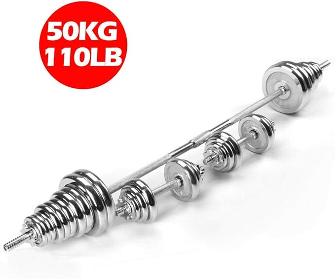 Cast Iron Adjustable Dumbbell Barbell Set (110LB/66LB/44LB), Weight with Connecting Rod 2 in 1 Home Body Workout Exercise Equipment for Men and Woman…