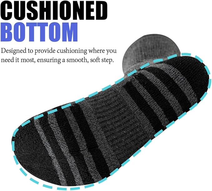 JOYNÉE 8 Pairs Mens Crew Athletic Work Long Socks Calf Cushioned Socks for Sports Running Workout Gym