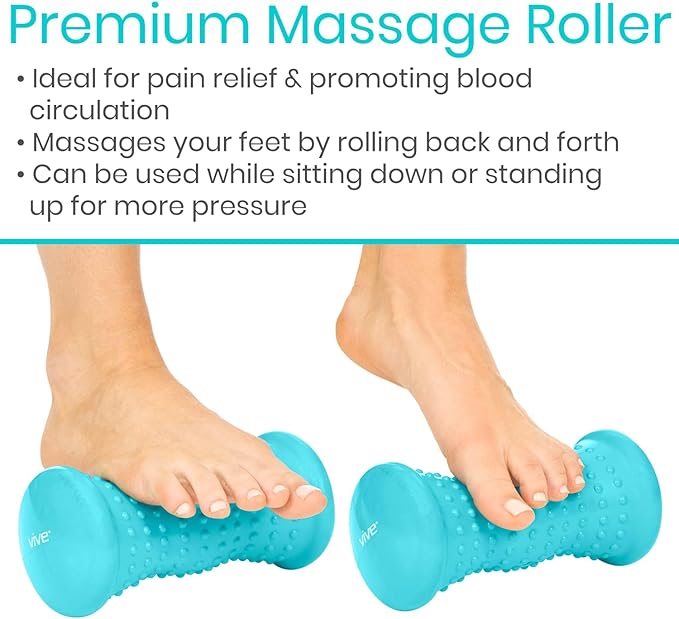 Vive Massage Ball Set (4 Piece) - Plantar Fasciitis Relief Foot Pain Hot Cold Therapy - Heel Spur, Sore Muscle, Trigger Point, Back, Arm, Neck, Shoulder, Leg Circulation Roller