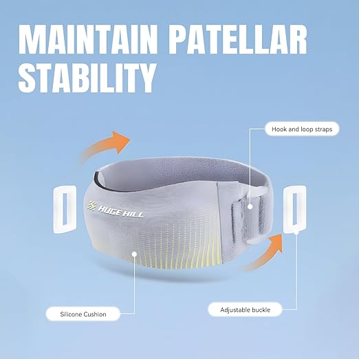 2-Pack Patella Knee Strap with Adjustable Compression & Ergonomic Silicone Pad – Lightweight Breathable Knee Support for Running, Jumping, Squats, Basketball, Workouts & Joint Pain Relief (Black)