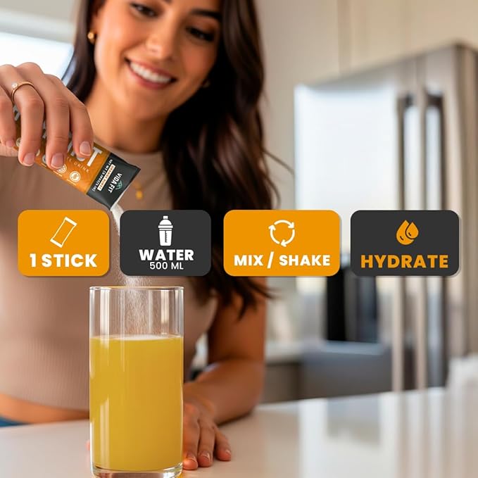 Hydrashot Orange Flavored Hydration Formula with Coconut Water Powder, Calcium, Magnesium, Potassium, and Sodium, Sugar-Free, Hydration Powder Packets, Rehydrates and Replenishes Electrolytes