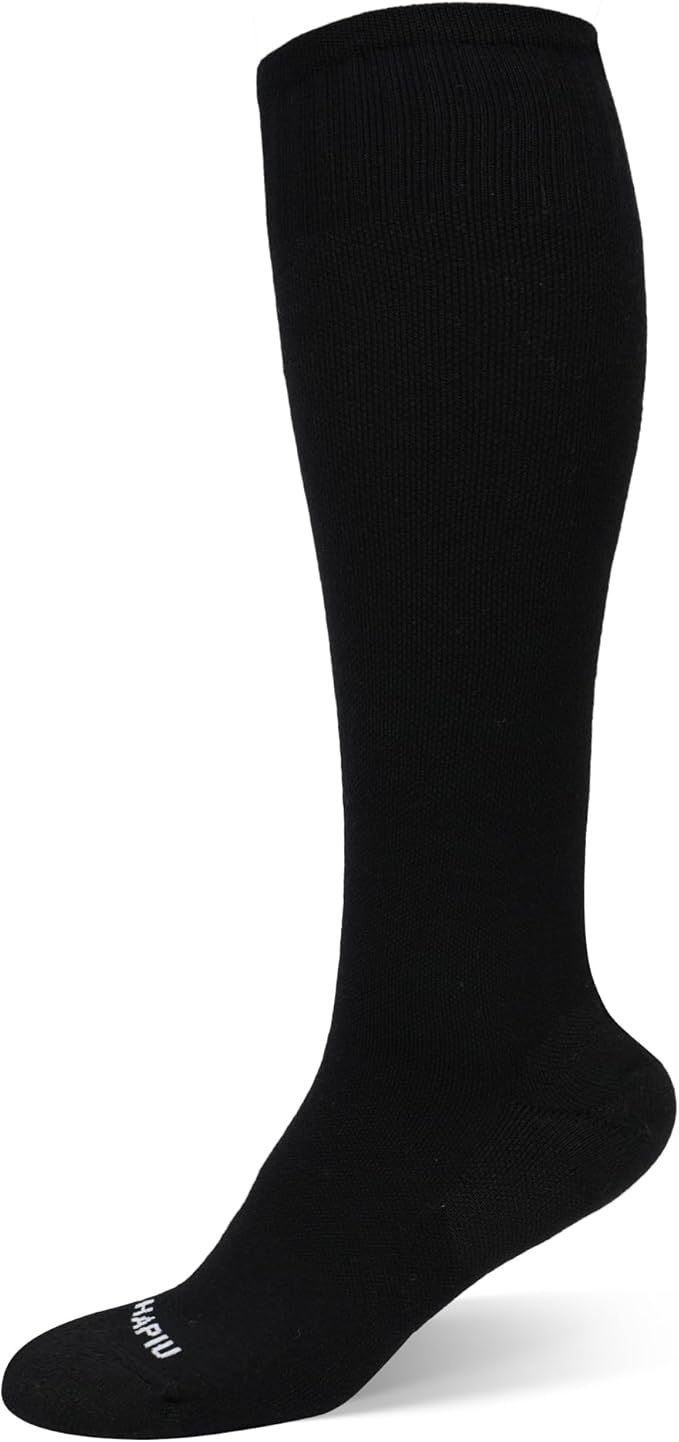 HAPIU Merino Wool Easy On Compression Socks for Women & Men, 15-20 mmHg, Plus Size Knee High Stocking for Nurses, Pregnancy, Travel, Flight, Medias de Compresión Mujer