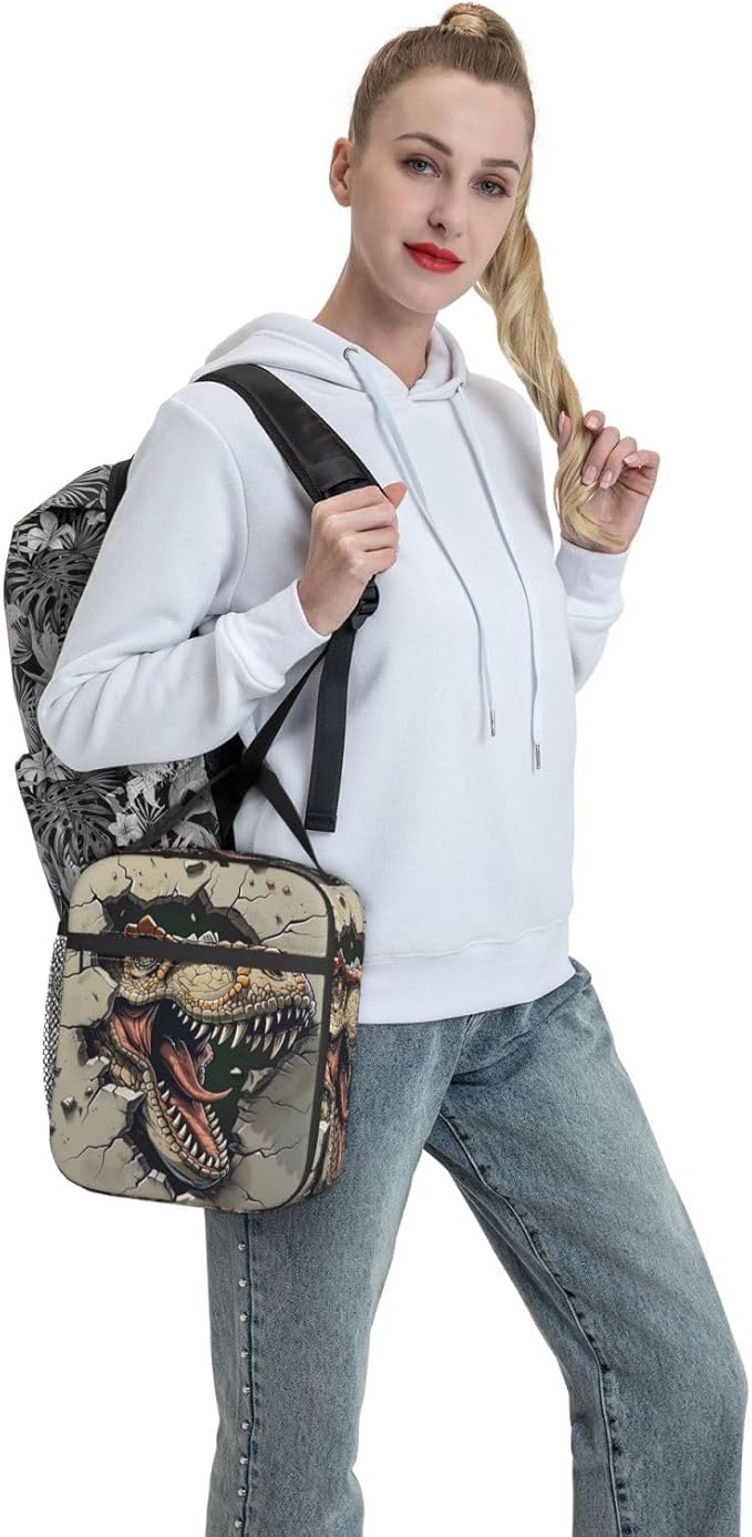 Insulated Lunch Box for Women Men, Dinosaur Theme Lunch Box Reusable Portable Lunch Bag Cooler Tote Waterproof Lunch Container for Office Picnic Work Travel