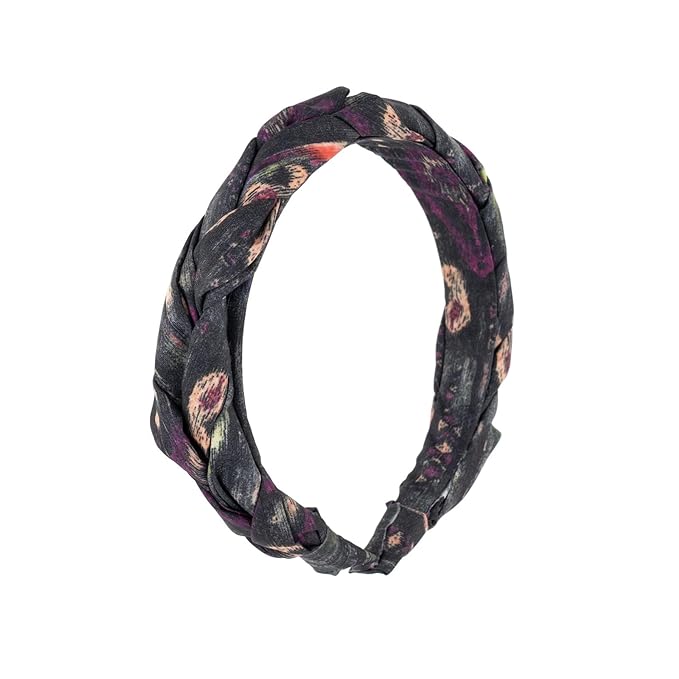 Madison Tyler Boho Headbands - Top Knot With Rhinestones, Non Slip for Outdoor & Party (Purple & Black)