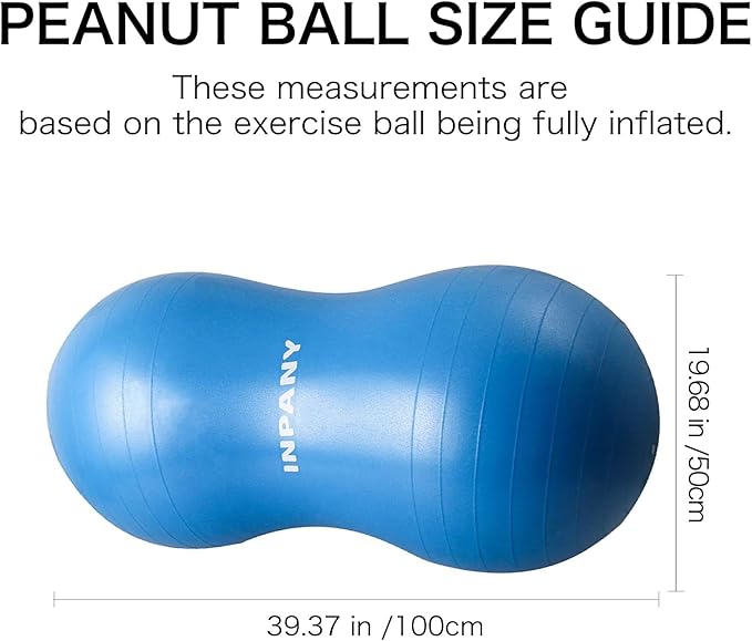 INPANY Peanut Ball - Anti Burst Exercise Ball for Labor Birthing, Physical Therapy for Kids, Core Strength, Flexible Seating, Home & Gym Fintness, Sensory Chair Wiggle Seat for Boys and Girls