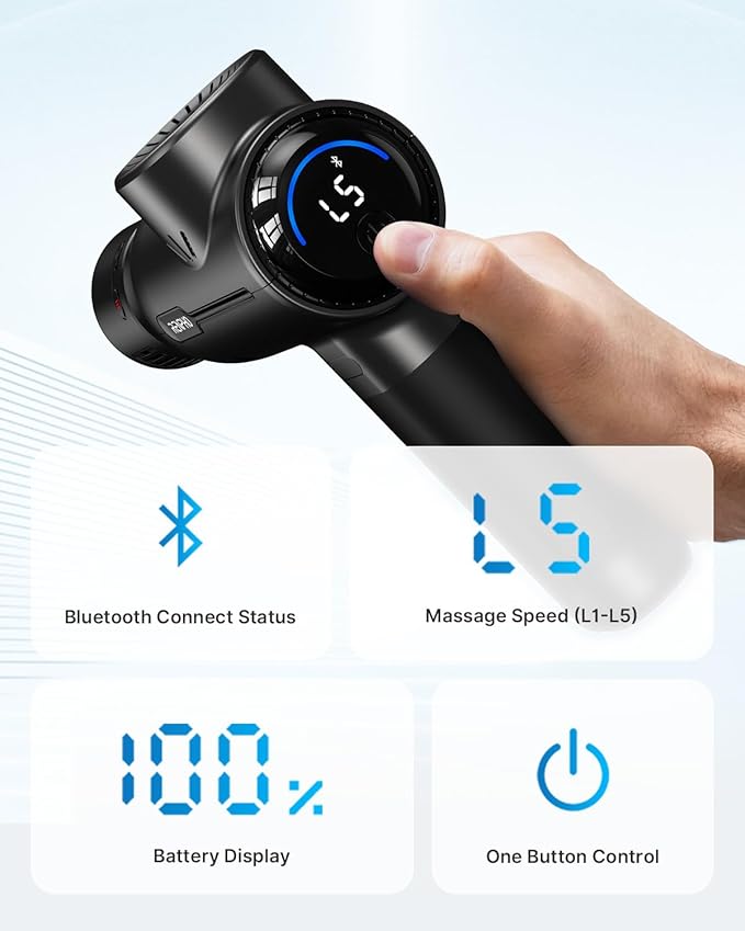 RENPHO Massage Gun with Heat and Cold, Portable Percussion Muscle Deep Tissue Massager with Charging Stand, Active+ Thermacool Deluxe