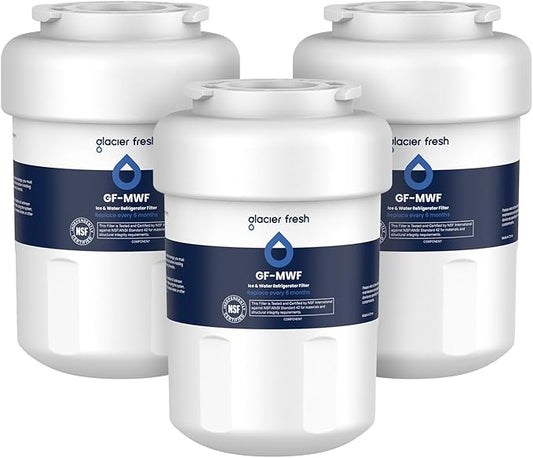 GLACIER FRESH Replacement for MWF Refrigerator Water Filters, SmartWater MWFP, MWFA, GWF, HDX FMG-1, WFC1201, RWF1060, 197D6321P006, Kenmore 9991, 3 Pack