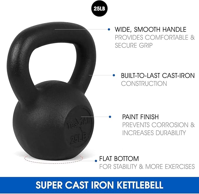 Yes4All 5-80 lbs Cast Iron Kettlebell for Dumbbell Weights Exercises, Gym, Full Body Home Workout Equipment, Push up, Grip and Strength Training