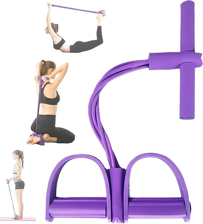 21 Fitness Resistance Bands-4 Tube Pedal Ankle Puller - 2023 New Sit up Leg Stretch Rope Exercise Bands with Handles, Stretching Workout Fitness Bands for Arm Weights Exercise Equipment