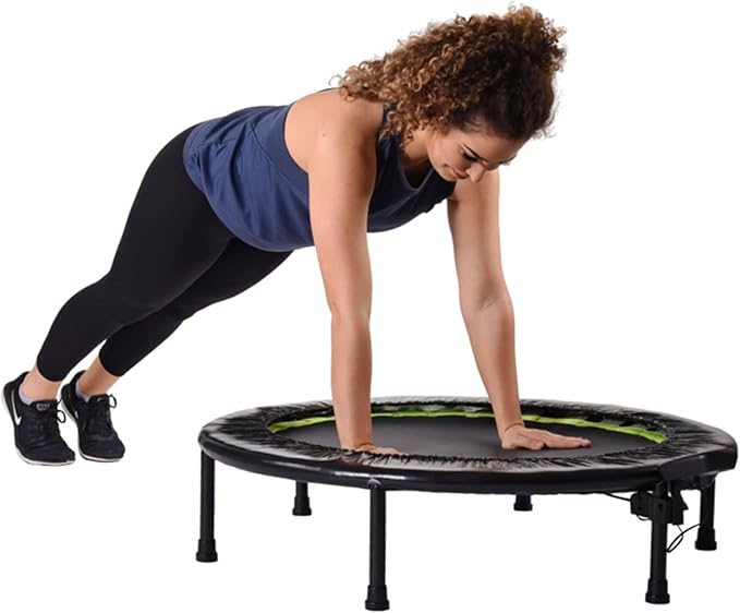 Stamina Folding Trampoline with Smart Workout App, Black - Portable Fitness Rebounder for Home Gym, Cardio & Strength Training, Jumping Exercise Equipment