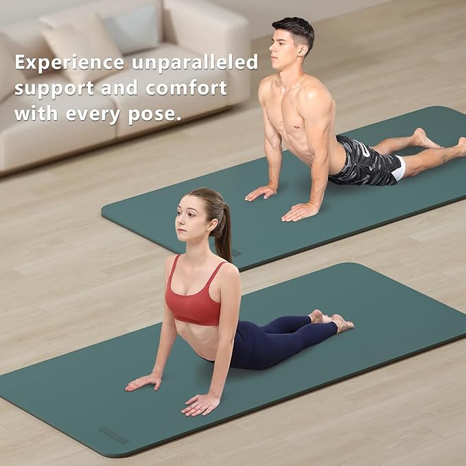 Yoga Mat Non-Slip Extra Thick 72"x32/24" Extra Wide Fitness Exercise Mat TPE Material High Elastic Hot Yoga Mat for Women Yoga Pilates Home Floor Workout (Cow Coffee)