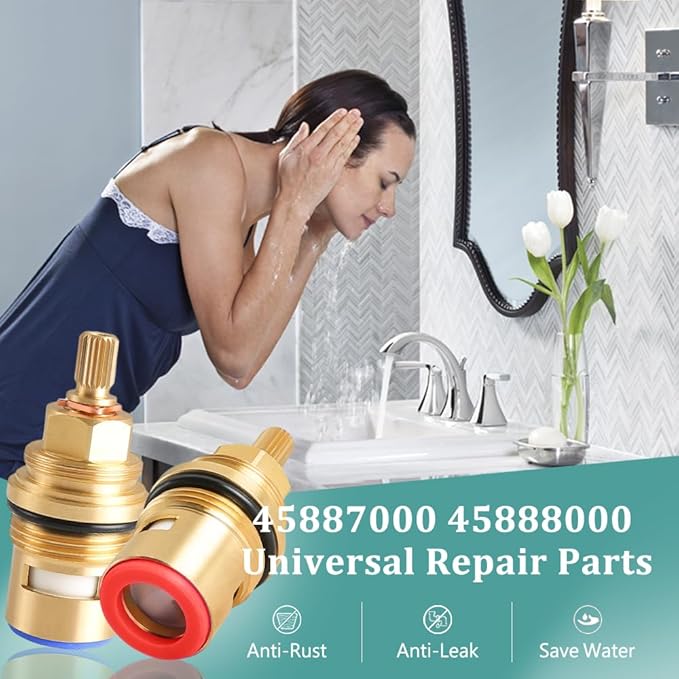 2Pack Ceramic Cartridge for Grohe 45887000 45888000, Faucet Cartridges Replacement Parts, Bathroom Faucet Cartridge Replacement, Cold and Hot Water for Ceramic Cartridges