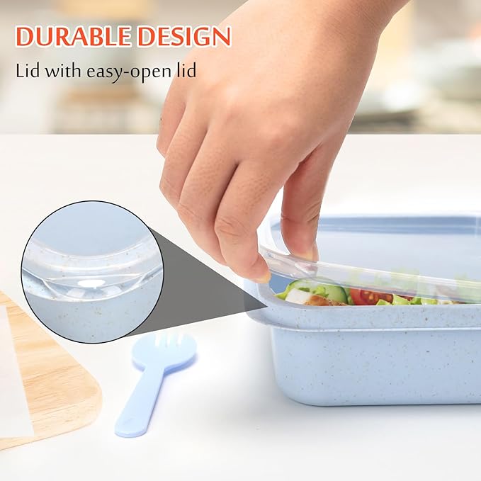 Adult Lunch Box - 4 Pack, Reusable Food Storage Snack Containers - Stackable for Work, and Travel (1000ml 3 Cells)