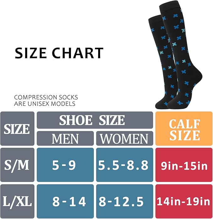 Compression Socks for Women Men Circulation Knee High 8 Pairs for Nurses, Running, Travel, Athletic
