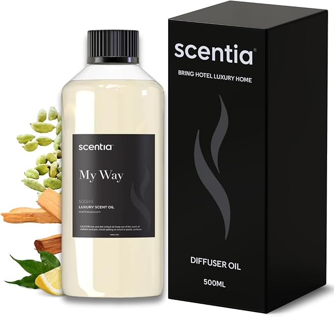 Scentia My Way Hotel Diffuser Refill Oil Inspired by The The 1 Hotel Miami Beach- 500 ml 16.9 fl oz - Essential Oil Blend Sandalwood, Cedar & Lemon Notes for Aromatherapy HVAC Diffuser