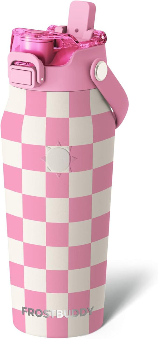 Frost Buddy 16oz Insulated Water Bottle with Straw & Chug Lid | Leak-Proof Stainless Steel | 24-Hours Cold | Sweat-Proof, Cup Holder Friendly | Ideal for Gym, Travel, Sports & Everyday Hydration