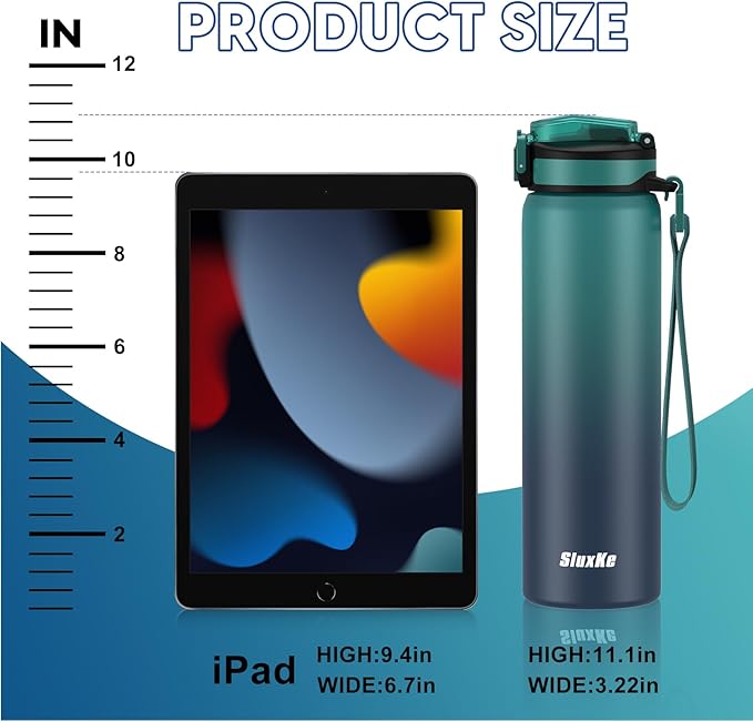 24oz Leakproof Insulated Water Bottle with Straw, Double wall, 18/8 Stainless Steel Drinking Bottle for Camping, Gym, Travel,Car