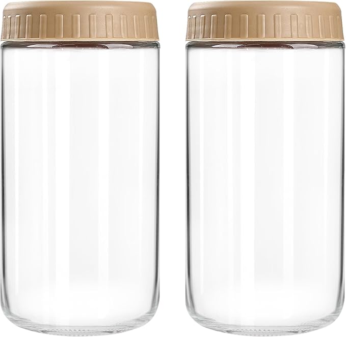 Overnight Oats Containers with Lids, 24oz Glass Jars with Lids 2 pcs, Taffy, Wide Mouth Mason jars for Salad, Yogurt, Snacks, Meal Prep