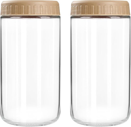 Overnight Oats Containers with Lids, 24oz Glass Jars with Lids 2 pcs, Taffy, Wide Mouth Mason jars for Salad, Yogurt, Snacks, Meal Prep