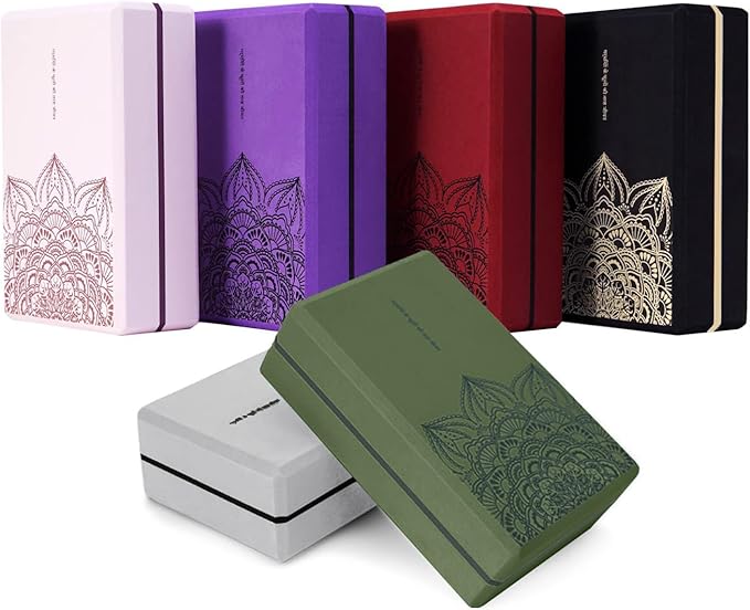 nuveti Yoga Blocks Set of 2, High Density Yoga Brick Foam Blocks to Improve Strength, Flexibility and Balance Brick Foam Blocks