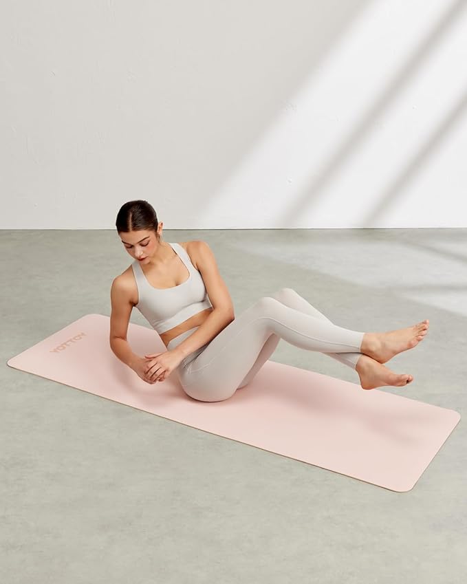 Yoga Mat,Non-Slip TPE Exercise Mat(1/4 Inch) for Pilates, Fitness & Barefoot Workouts, Home Gym Studio with Strap & Bag