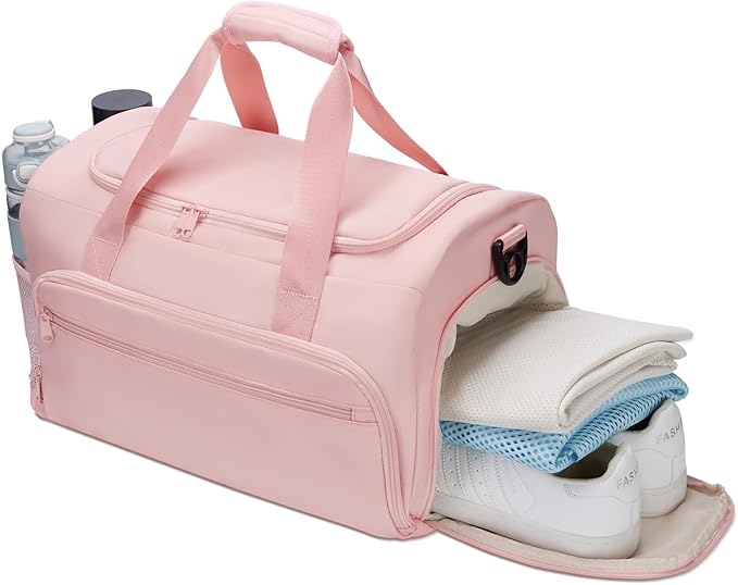 Gym Bag for Men Women, Small Fitness Workout Sports Bag with Wet Pocket & Shoes Compartment, Water Resistant Overnight Weekender Duffel Bag