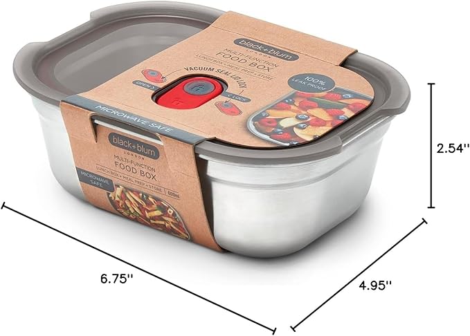 BLACK + BLUM Lunch Box - Meal Prep Containers Reusable for Picnic & Camping - Microwavable Stainless Steel Lunch & Dinner Food Storage Box with Leak Proof Lid - Dishwasher & Oven Safe - Small - 600ml