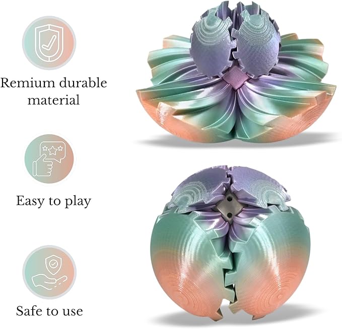 Gear Ball, 3D Printed Gear Ball, Gear Sphere Fidget Toy Stress Relief Toy for ADHD, Anxiety Relaxing Toy for Adults at Work/Study/Travel (MiniColor, TwistedLine)