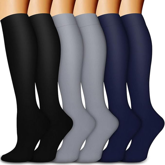 Bluemaple Compression Socks for Women & Men Circulation (6 Pairs) 15-20 mmHg is Best Support for Athletic Running Cycling