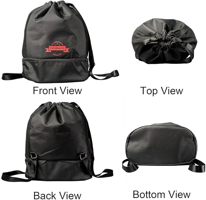 D&C Drawstring Backpack with Shoe Compartment - Water-Resistant Sports Bag & Gym Bag, basketball backpack