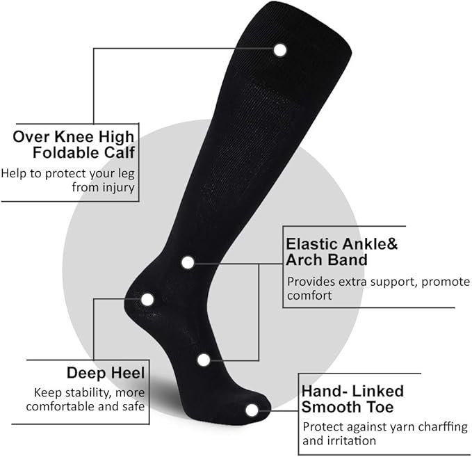 FOOTPLUS Baseball Softball Socks, Unisex Over Knee High Solid Sports Rugby Soccer Homecoming Socks