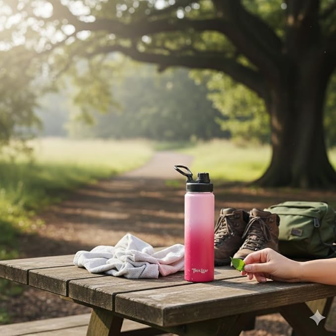 Travel Water Bottle with 3 Lids (Spout, Straw, Flip) Leak Proof, Quality, Vacuum Insulated, Stainless Steel (Blush, 22 oz)