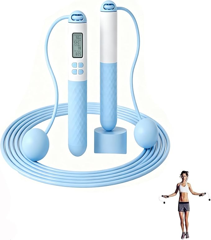 Indicatek Skipping Rope with Counter, Cordless Jump Rope, Smart Weighted Cord with Lcd Display, Adjustable Digital Counting Skipping Tool, Tangle-Free Wireless String for Fitness