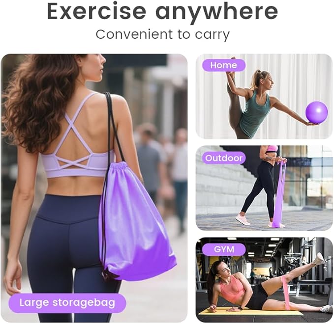 Home Pilates Essentials Kit for Women, with 5 Resistance Bands - Magic Circle Pilates Kit for Home Toning, Includes Yoga Ball, Stretch Strap & Gym Bag (13-Piece Complete Starter Set)