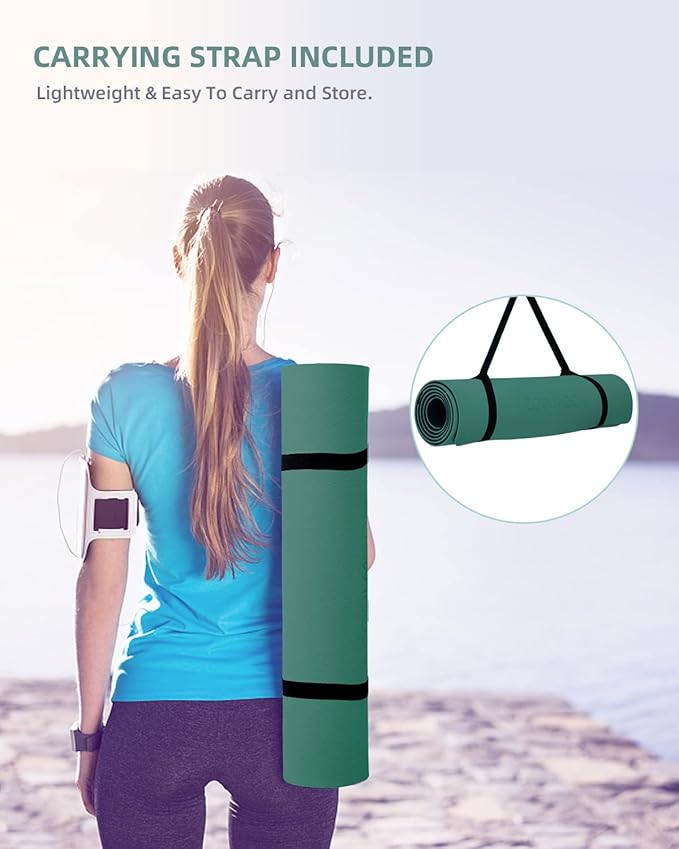 COOLMOON Yoga Mat Non Slip, Anti-Tear 1/4 Thick TPE Yoga Mats for Women and Men, 72"x24" Exercise & Fitness Mat with Carrying Strap, Workout Mats for Yoga, Pilates and Floor Exercise